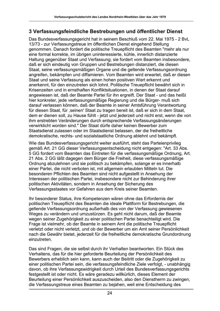 Seite 24 des Verfassungsschutzbericht 1979 Nordrhein-Westfalen