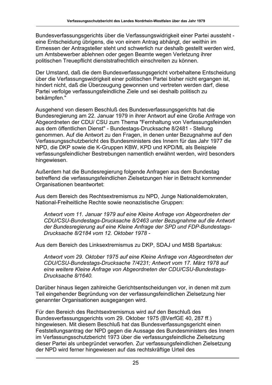 Seite 25 des Verfassungsschutzbericht 1979 Nordrhein-Westfalen