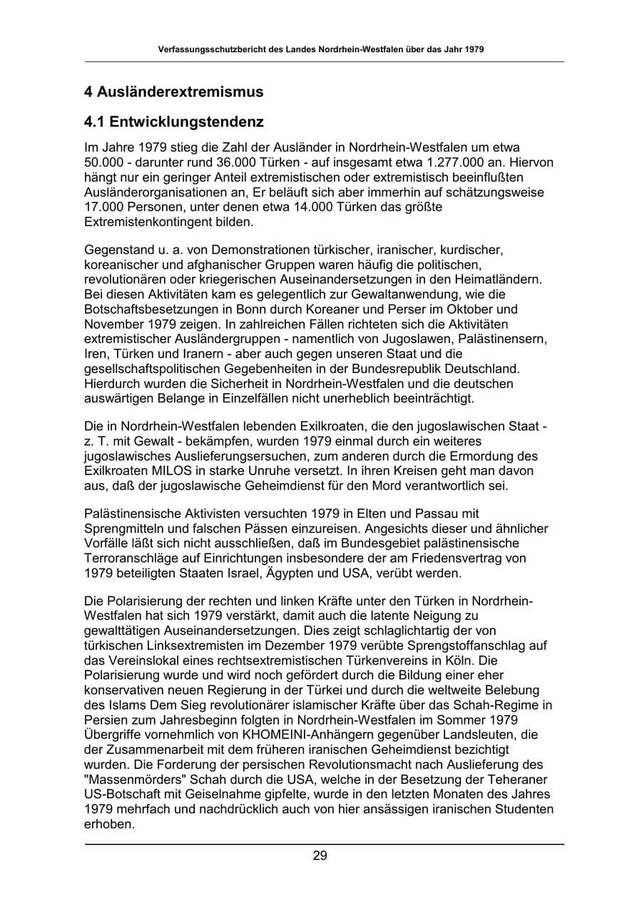 Seite 29 des Verfassungsschutzbericht 1979 Nordrhein-Westfalen