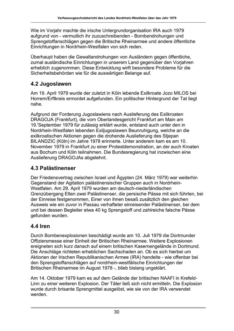 Seite 30 des Verfassungsschutzbericht 1979 Nordrhein-Westfalen
