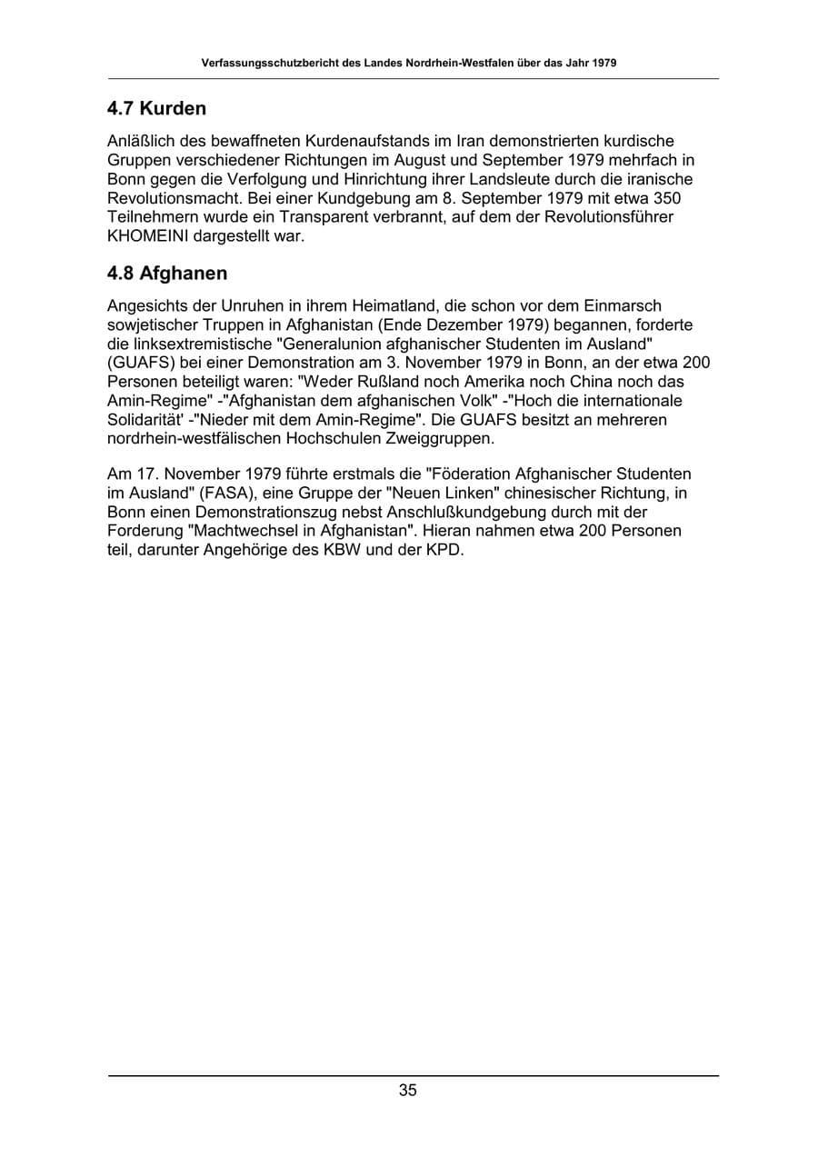 Seite 35 des Verfassungsschutzbericht 1979 Nordrhein-Westfalen