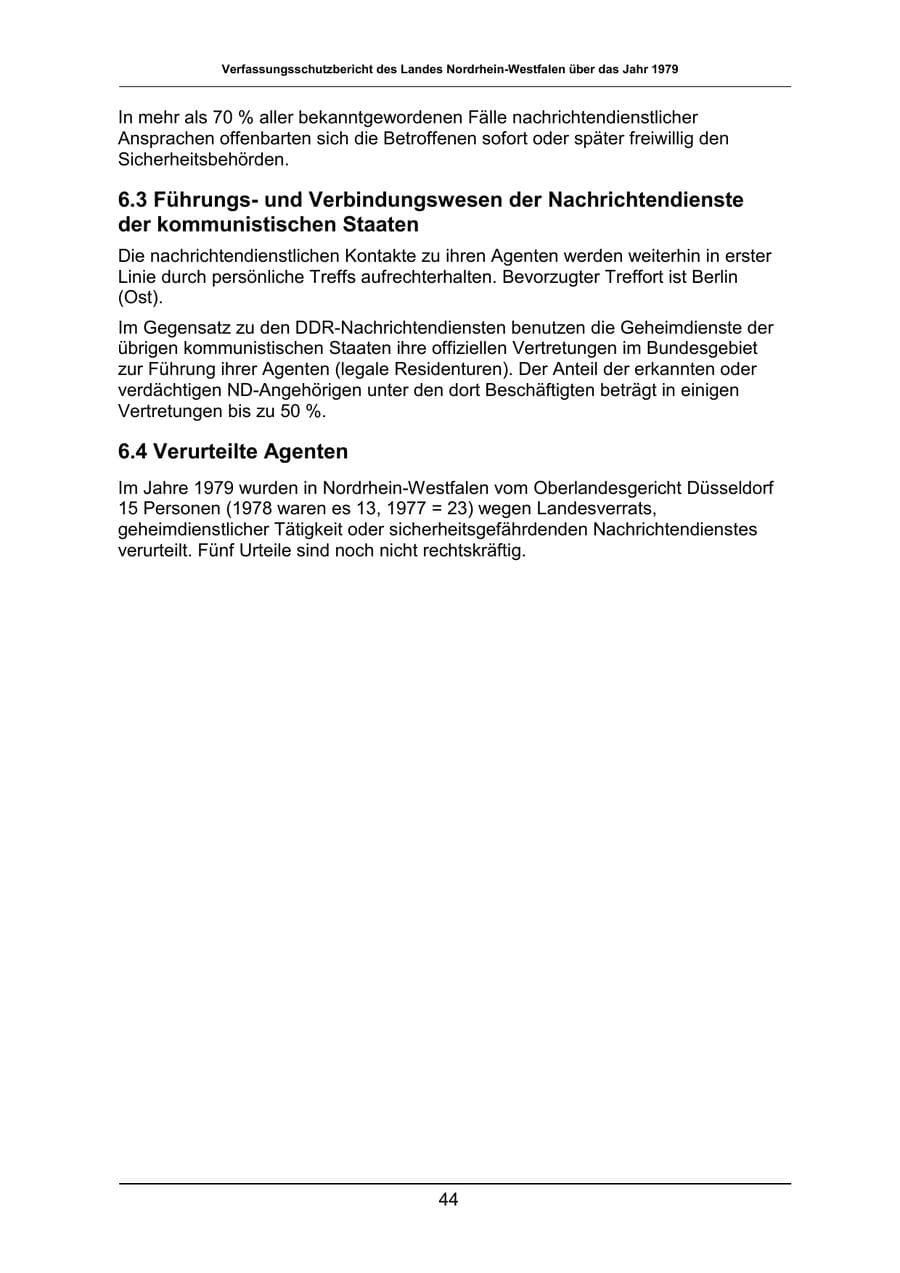 Seite 44 des Verfassungsschutzbericht 1979 Nordrhein-Westfalen