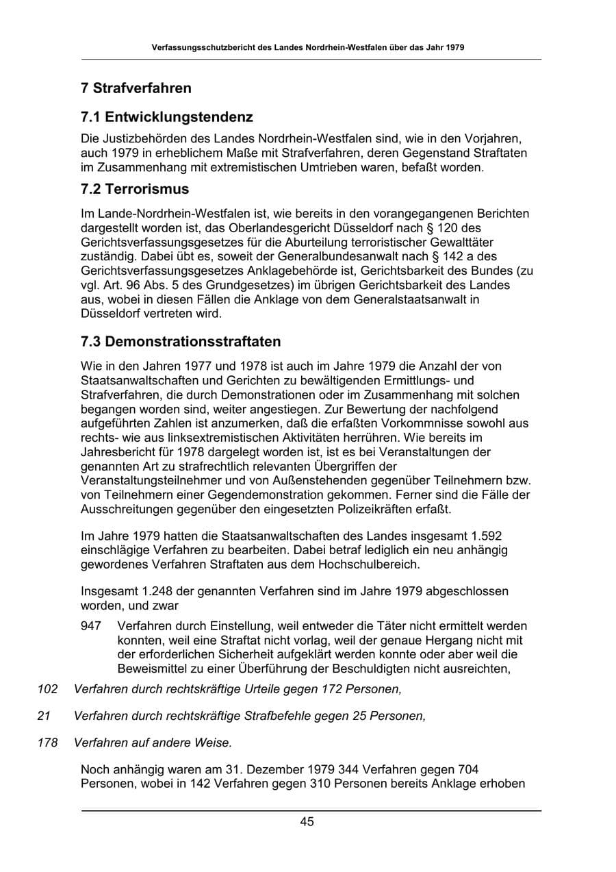 Seite 45 des Verfassungsschutzbericht 1979 Nordrhein-Westfalen