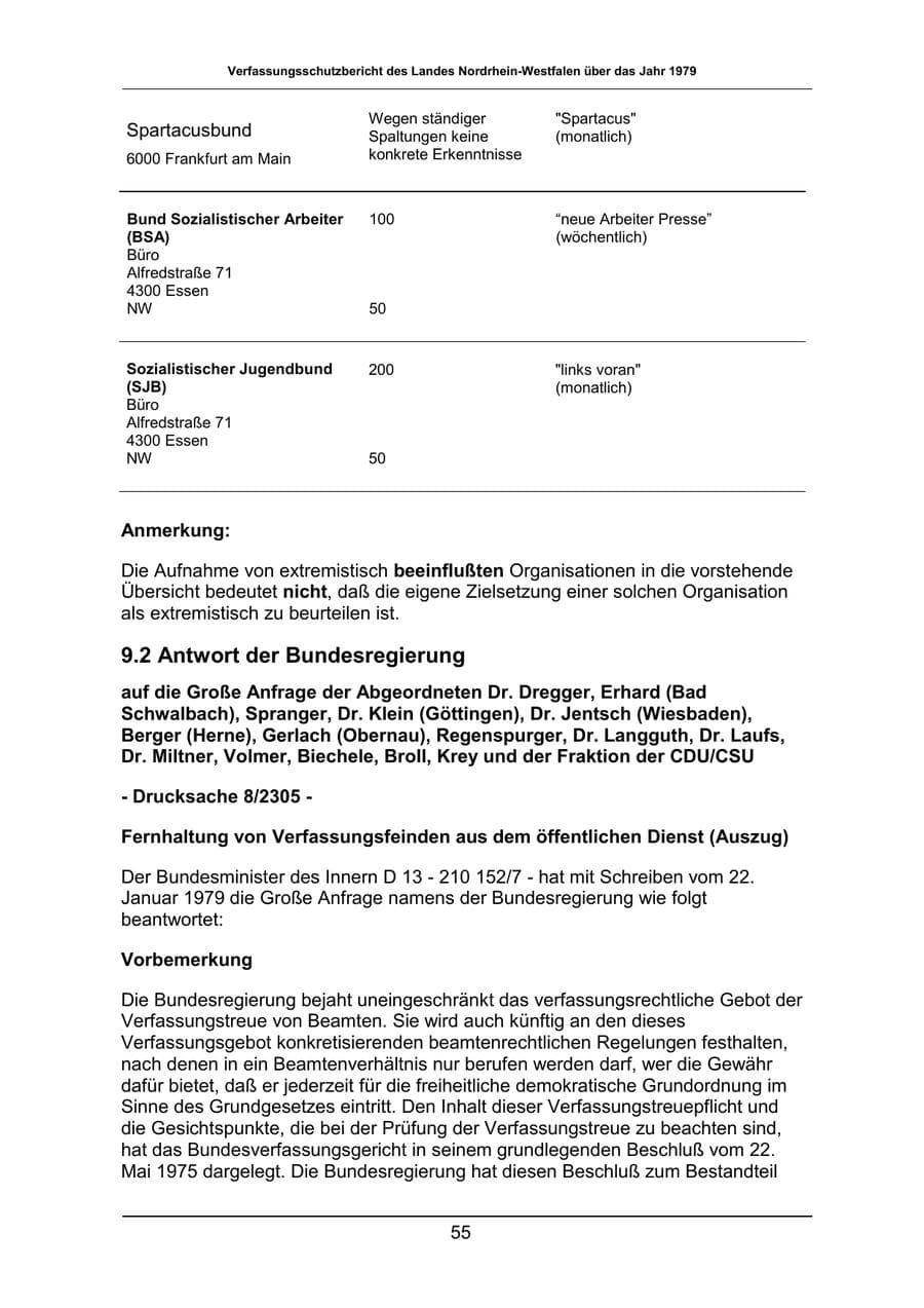 Seite 55 des Verfassungsschutzbericht 1979 Nordrhein-Westfalen