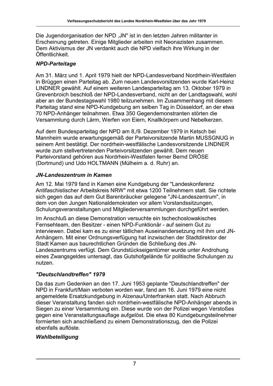 Seite 7 des Verfassungsschutzbericht 1979 Nordrhein-Westfalen