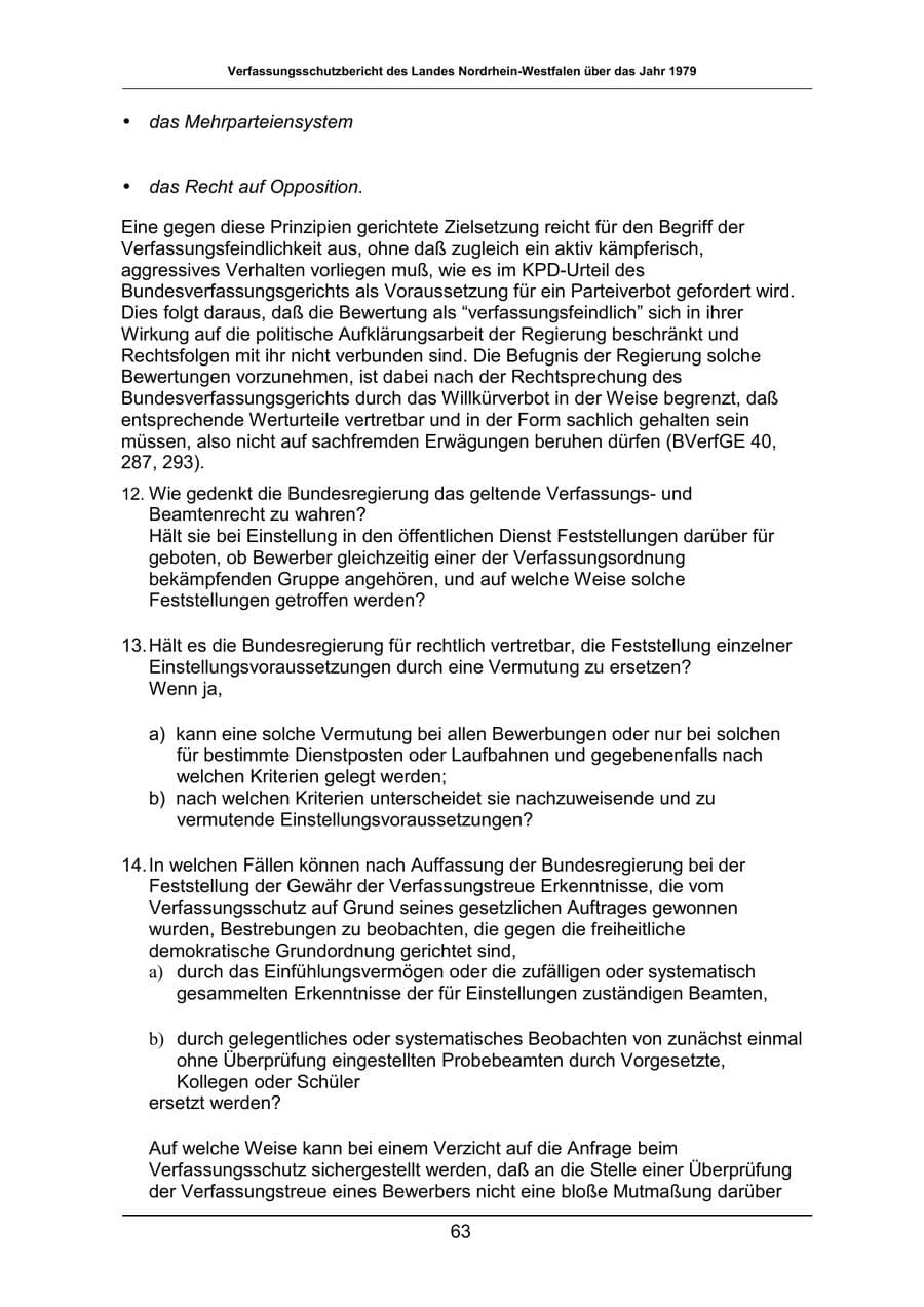 Seite 63 des Verfassungsschutzbericht 1979 Nordrhein-Westfalen