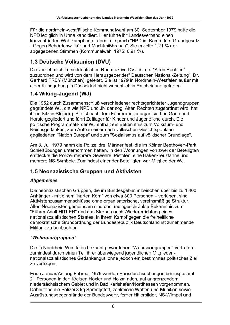 Seite 8 des Verfassungsschutzbericht 1979 Nordrhein-Westfalen