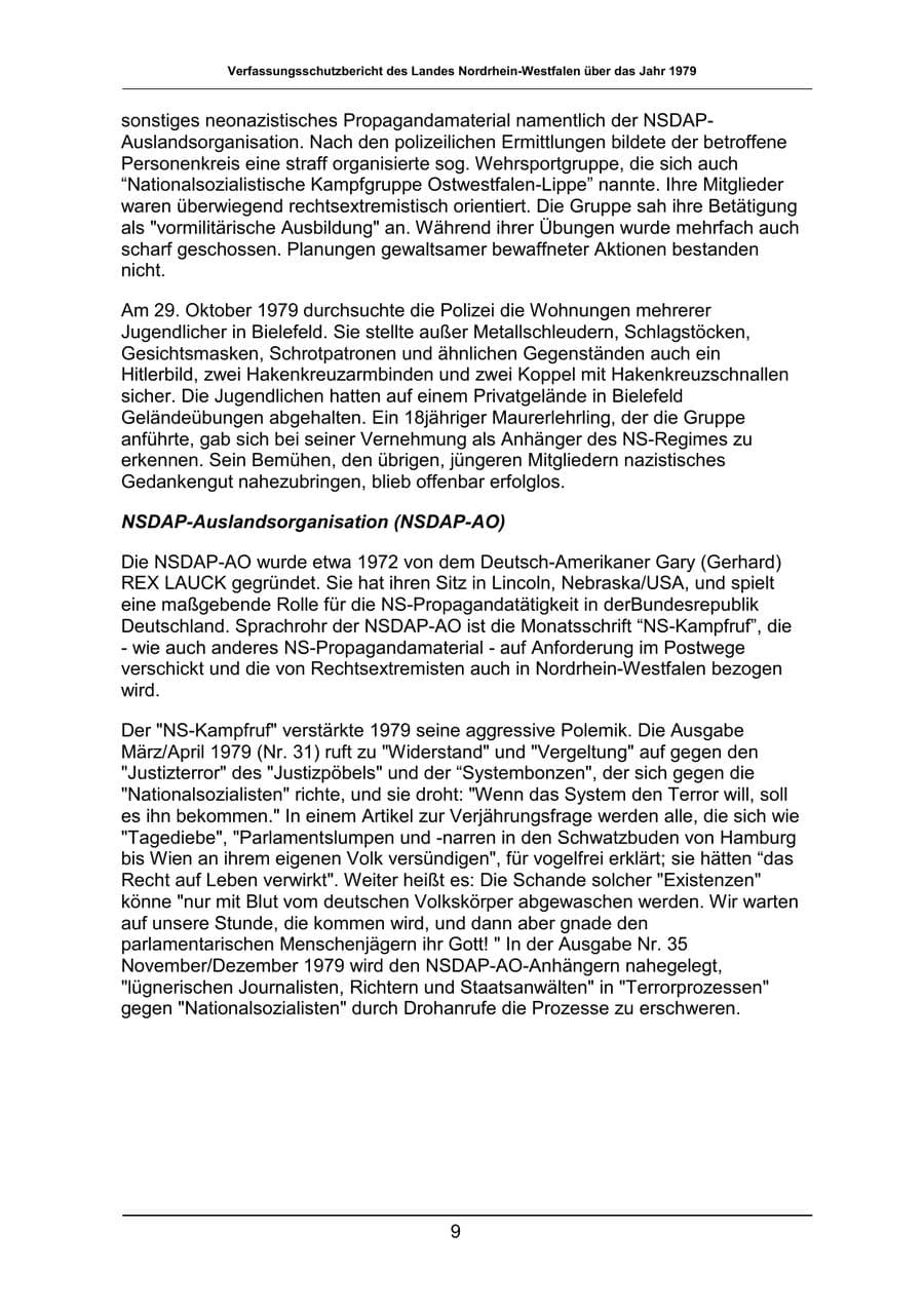 Seite 9 des Verfassungsschutzbericht 1979 Nordrhein-Westfalen