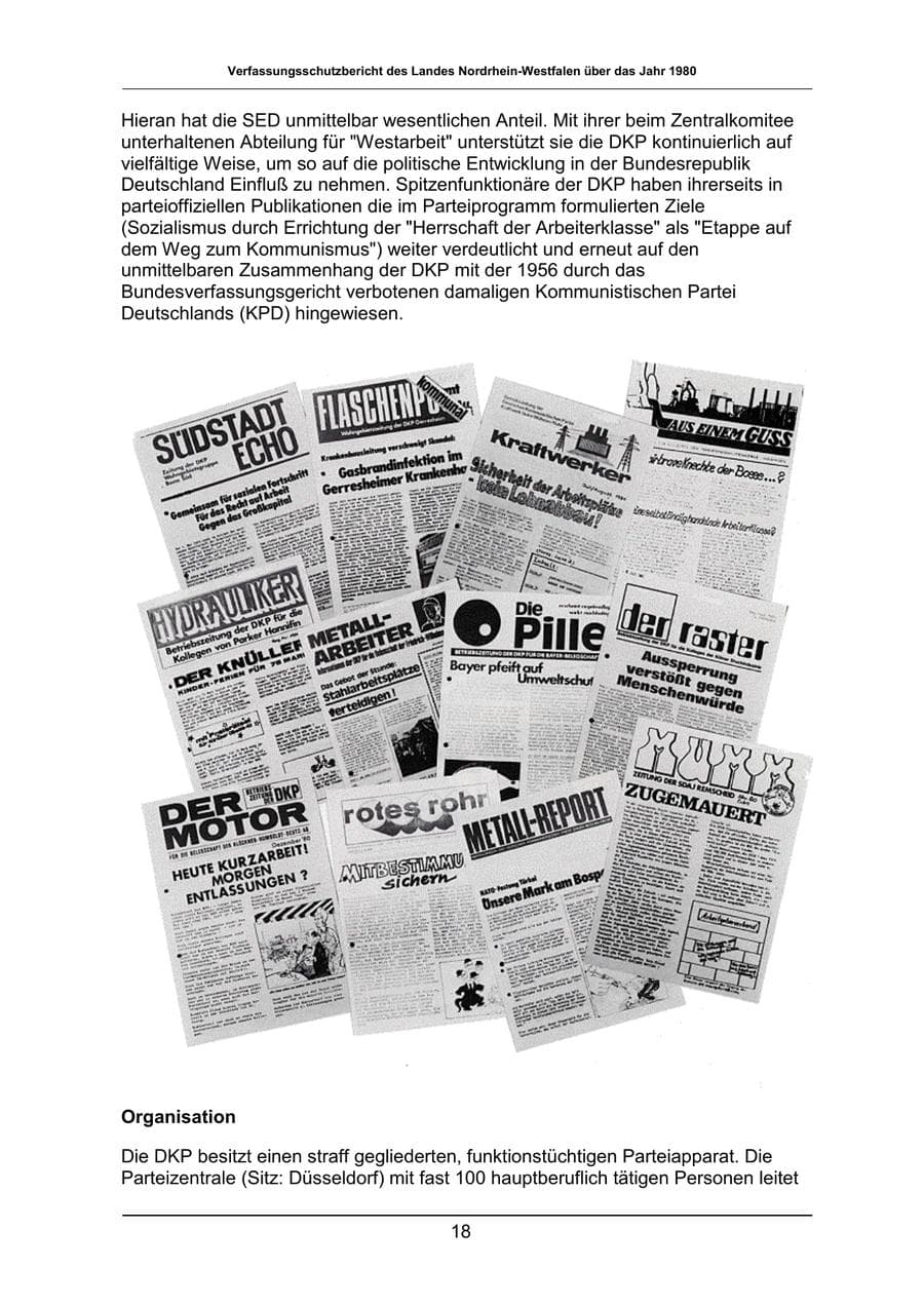 Seite 18 des Verfassungsschutzbericht 1980 Nordrhein-Westfalen