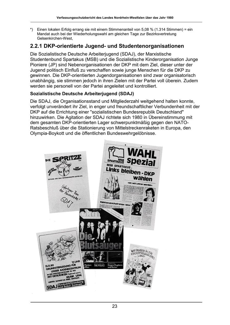 Seite 23 des Verfassungsschutzbericht 1980 Nordrhein-Westfalen