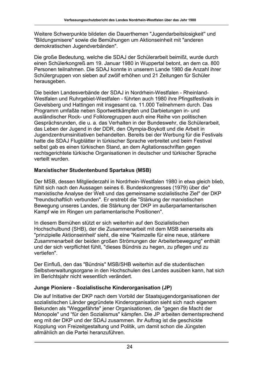 Seite 24 des Verfassungsschutzbericht 1980 Nordrhein-Westfalen