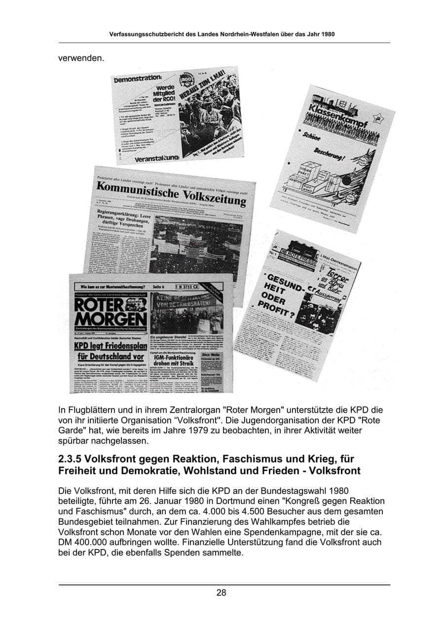 Seite 28 des Verfassungsschutzbericht 1980 Nordrhein-Westfalen