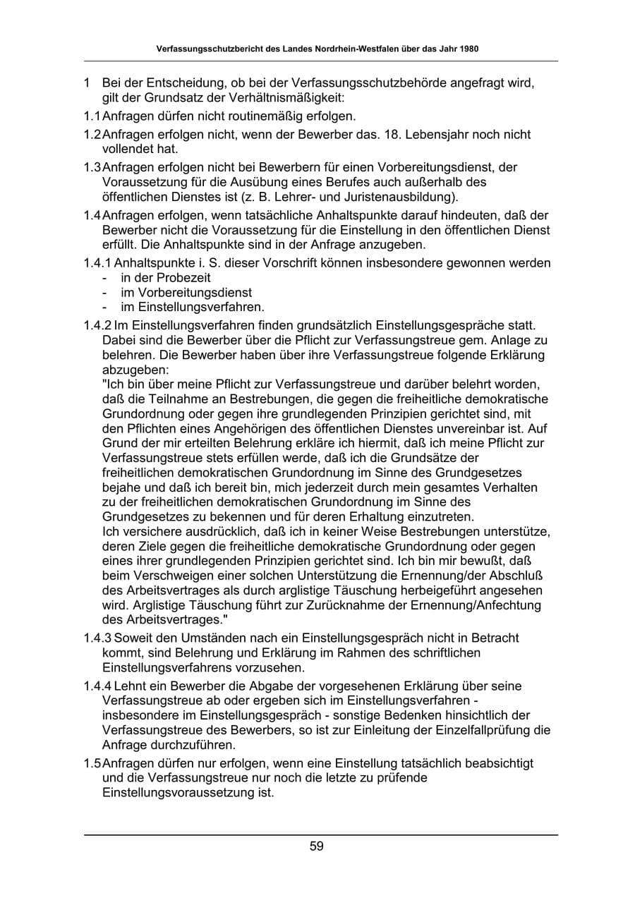 Seite 59 des Verfassungsschutzbericht 1980 Nordrhein-Westfalen
