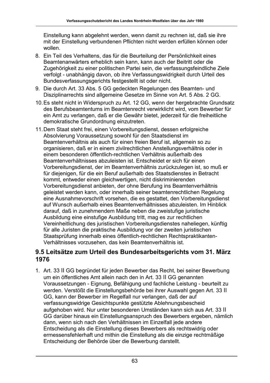 Seite 63 des Verfassungsschutzbericht 1980 Nordrhein-Westfalen