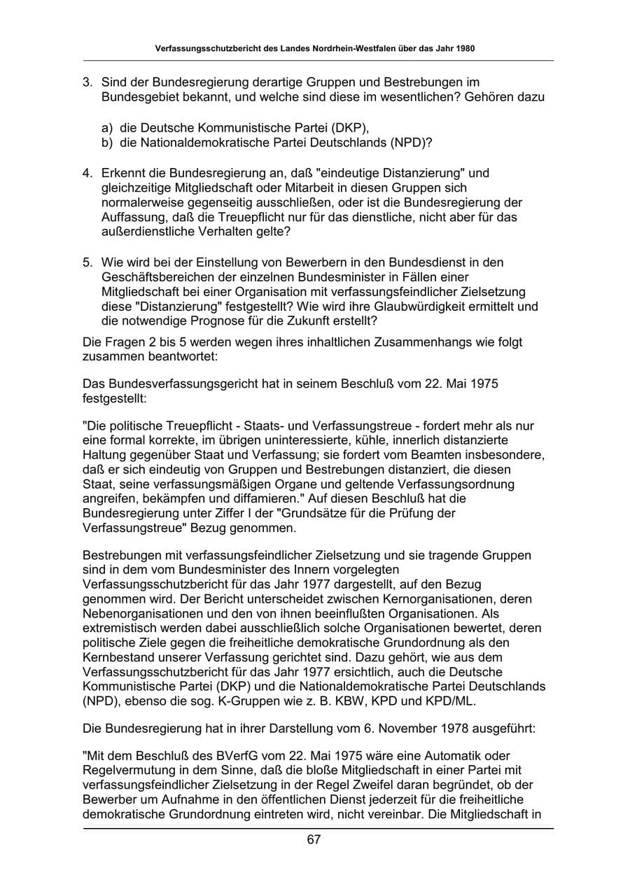 Seite 67 des Verfassungsschutzbericht 1980 Nordrhein-Westfalen