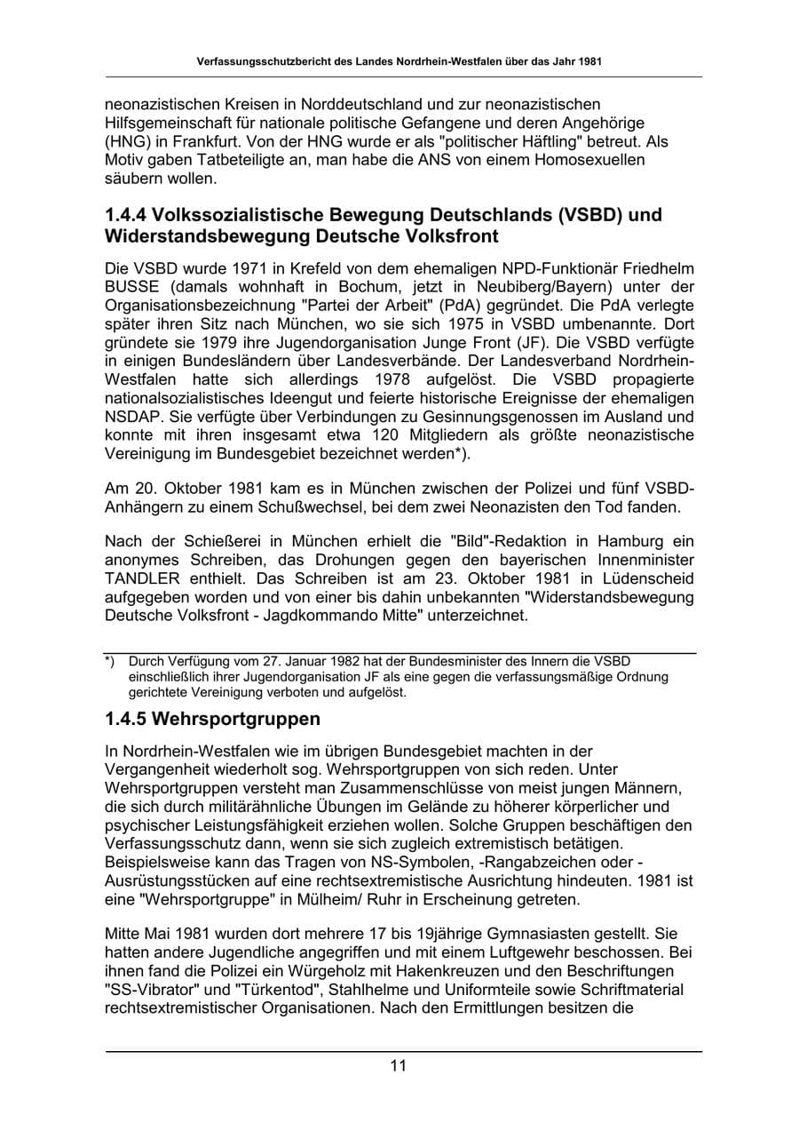 Seite 11 des Verfassungsschutzbericht 1981 Nordrhein-Westfalen