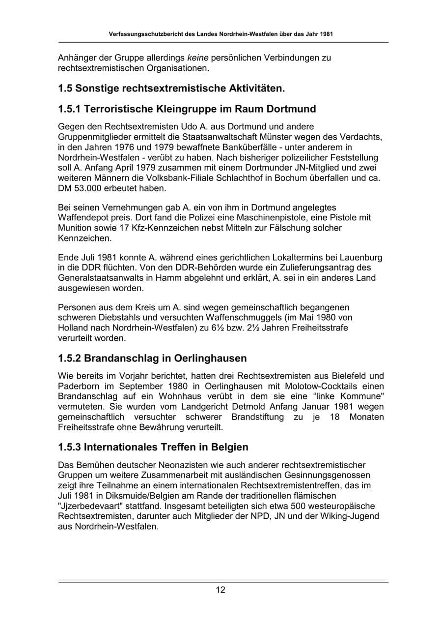 Seite 12 des Verfassungsschutzbericht 1981 Nordrhein-Westfalen