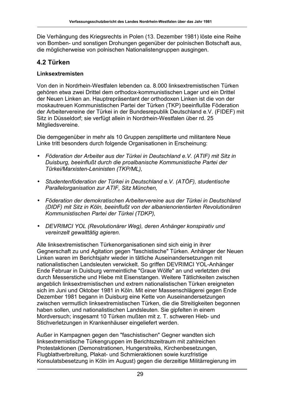Seite 29 des Verfassungsschutzbericht 1981 Nordrhein-Westfalen
