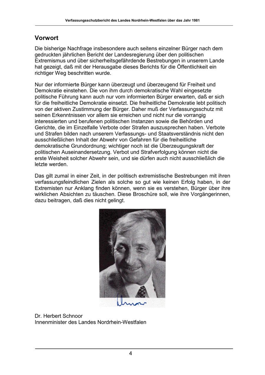 Seite 4 des Verfassungsschutzbericht 1981 Nordrhein-Westfalen