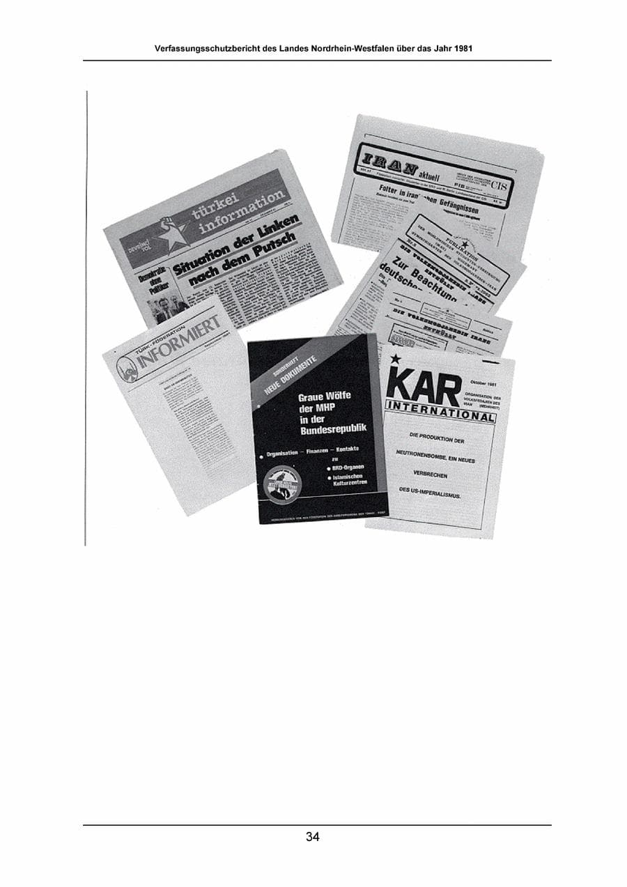 Seite 34 des Verfassungsschutzbericht 1981 Nordrhein-Westfalen