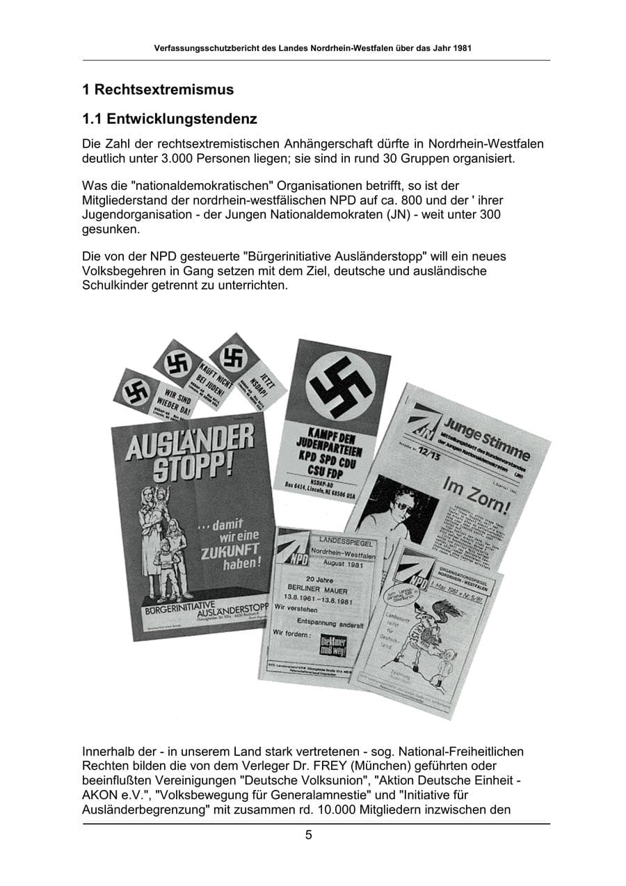 Seite 5 des Verfassungsschutzbericht 1981 Nordrhein-Westfalen
