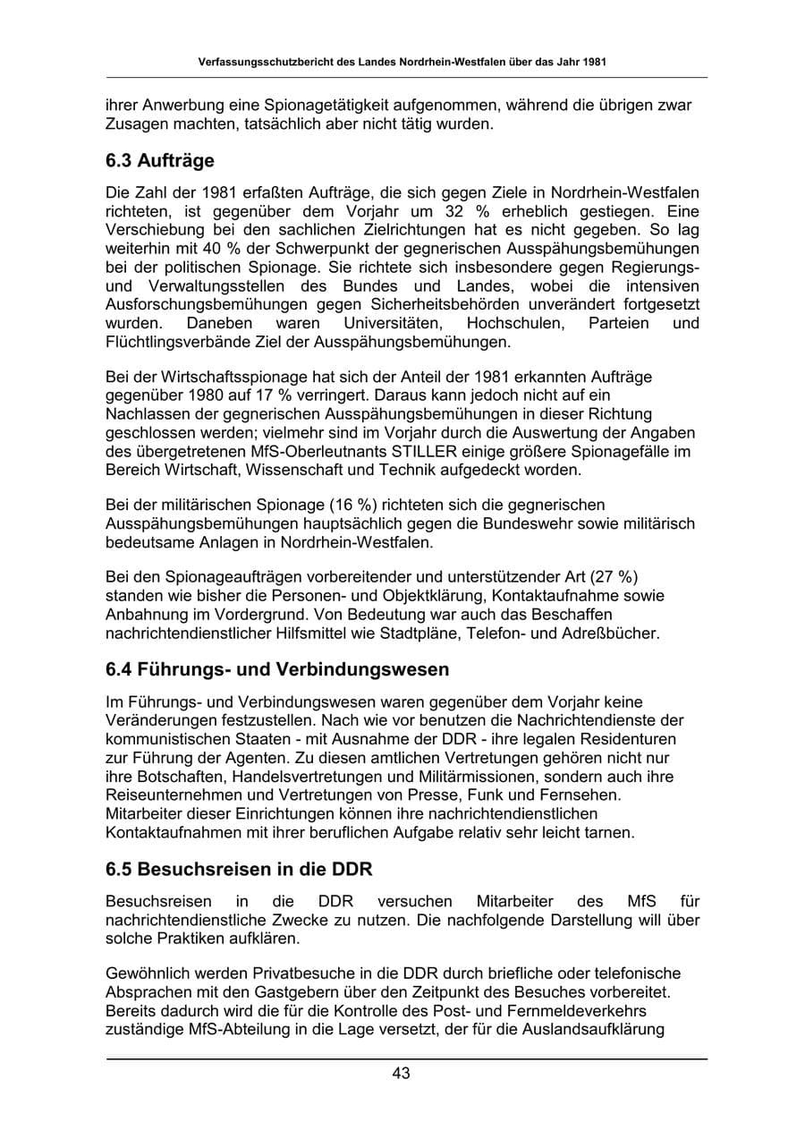 Seite 43 des Verfassungsschutzbericht 1981 Nordrhein-Westfalen