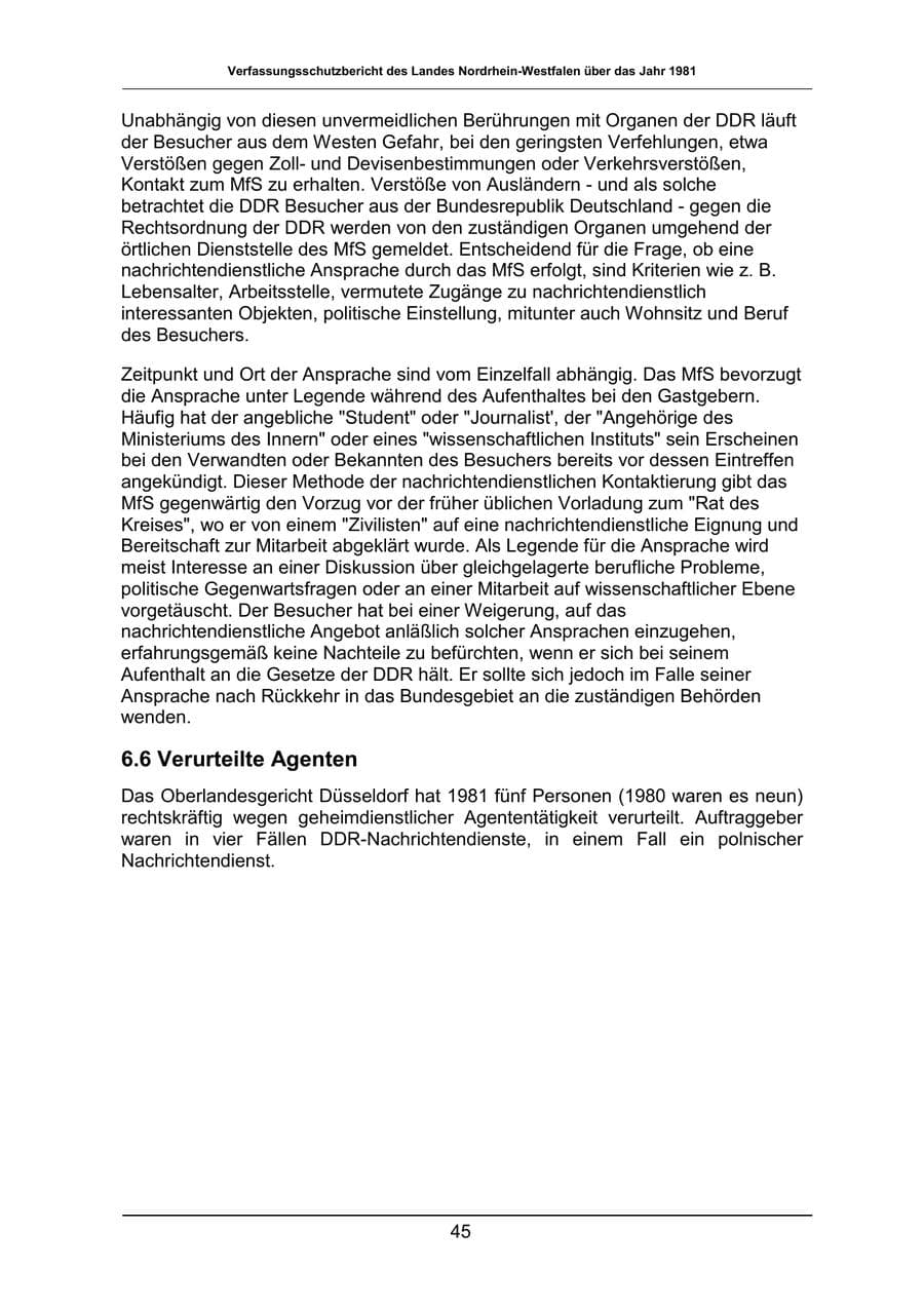 Seite 45 des Verfassungsschutzbericht 1981 Nordrhein-Westfalen