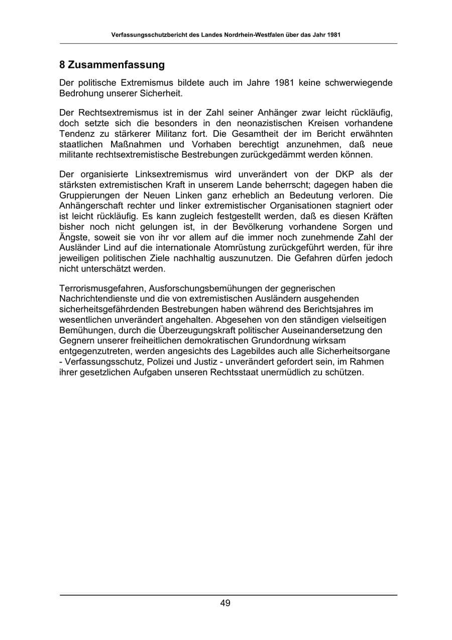 Seite 49 des Verfassungsschutzbericht 1981 Nordrhein-Westfalen