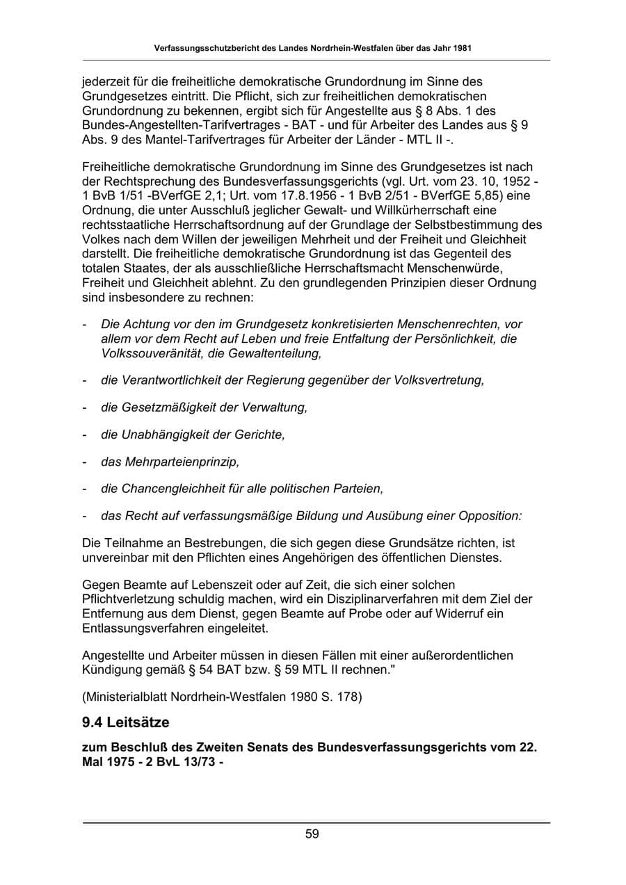 Seite 59 des Verfassungsschutzbericht 1981 Nordrhein-Westfalen