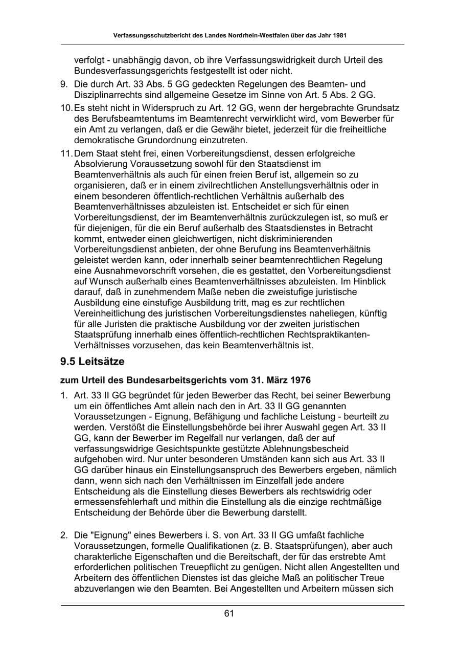 Seite 61 des Verfassungsschutzbericht 1981 Nordrhein-Westfalen