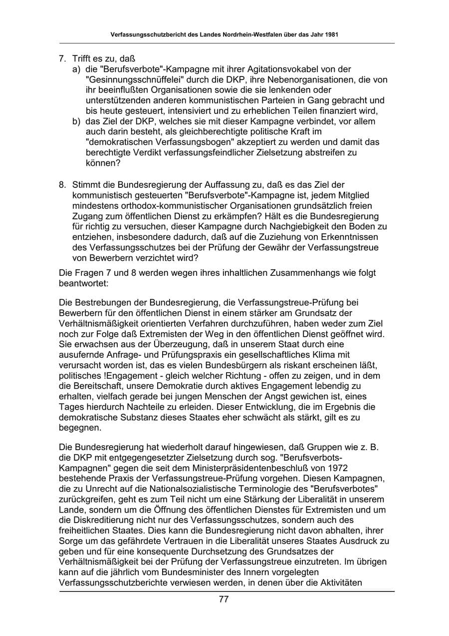 Seite 77 des Verfassungsschutzbericht 1981 Nordrhein-Westfalen
