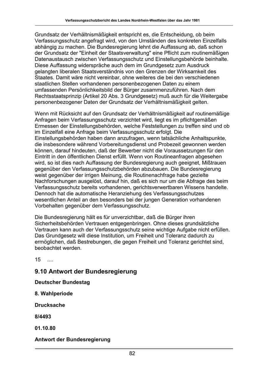 Seite 82 des Verfassungsschutzbericht 1981 Nordrhein-Westfalen