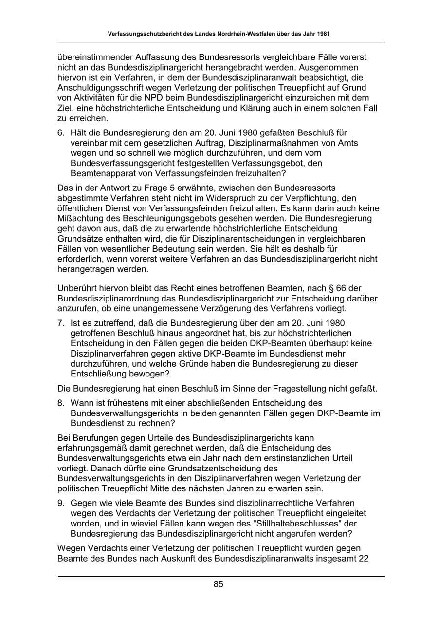 Seite 85 des Verfassungsschutzbericht 1981 Nordrhein-Westfalen