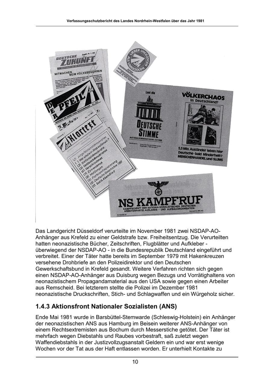 Seite 10 des Verfassungsschutzbericht 1981 Nordrhein-Westfalen