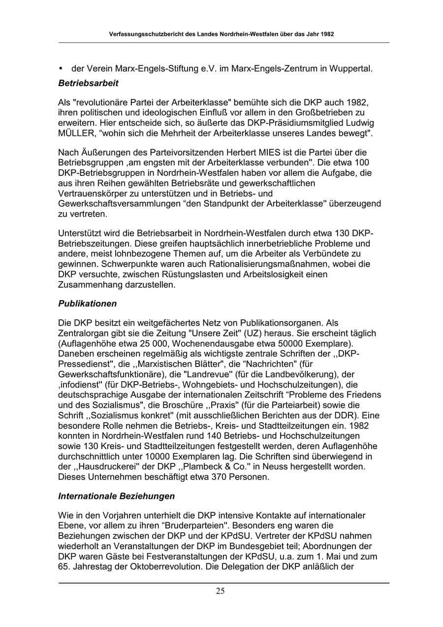 Seite 25 des Verfassungsschutzbericht 1982 Nordrhein-Westfalen