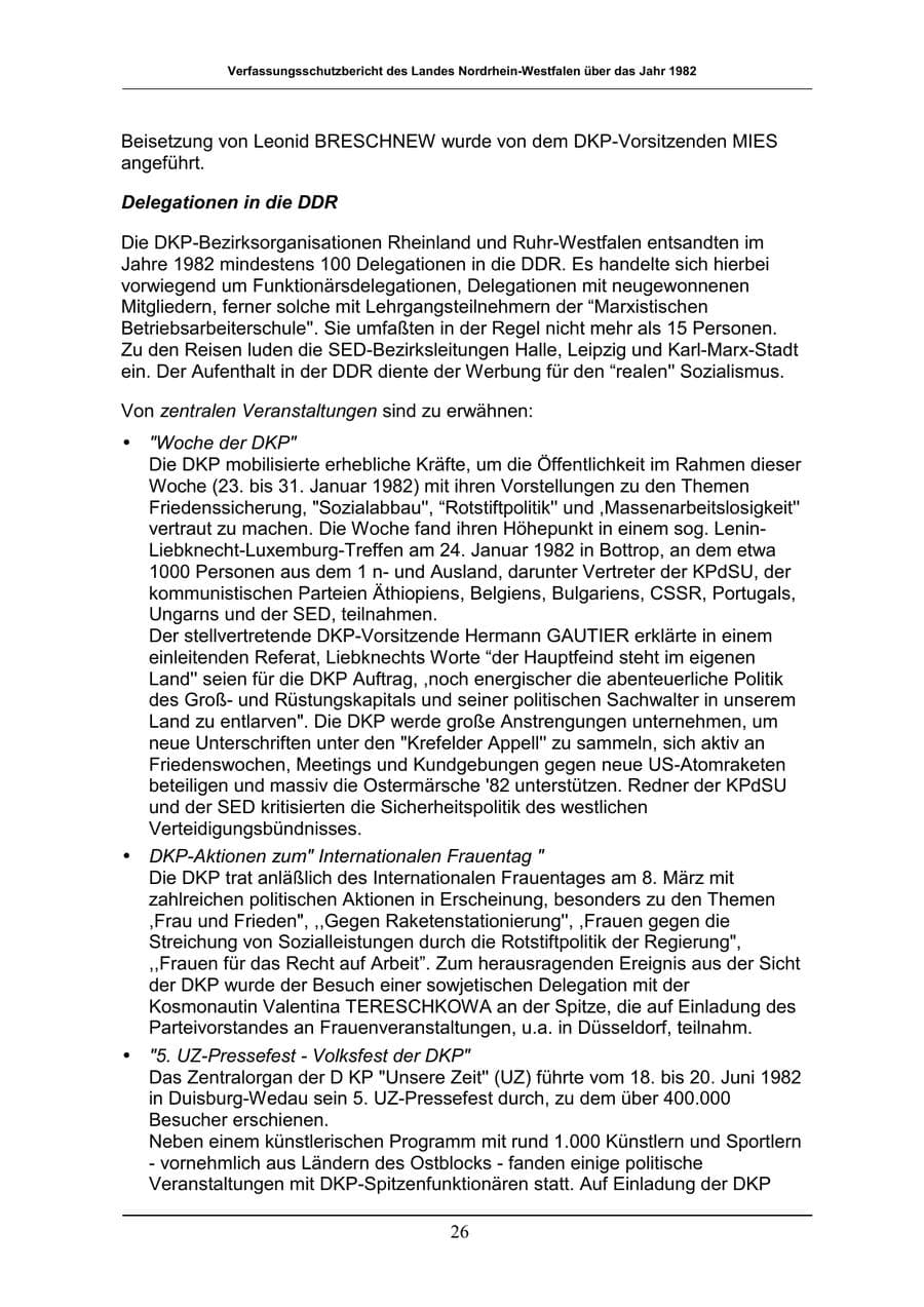 Seite 26 des Verfassungsschutzbericht 1982 Nordrhein-Westfalen