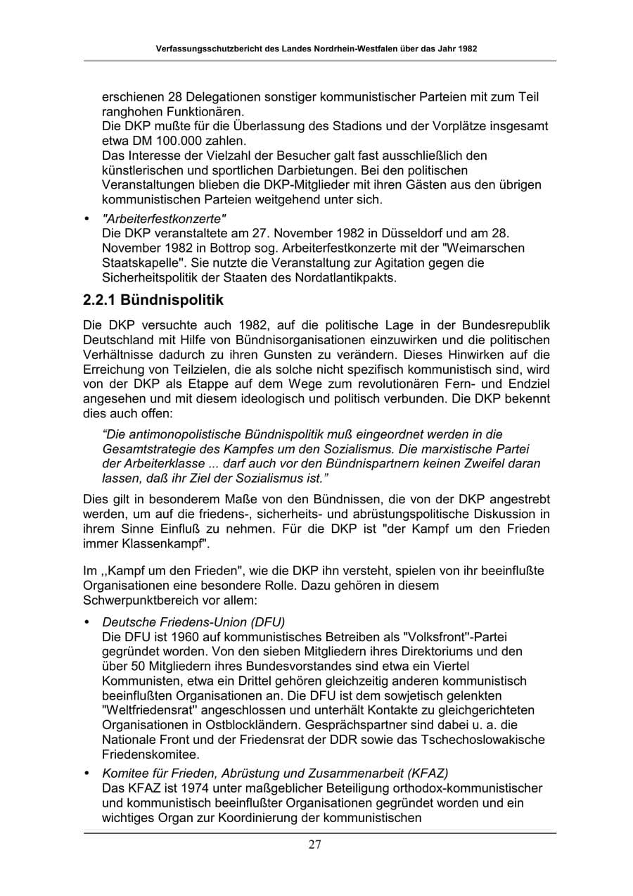 Seite 27 des Verfassungsschutzbericht 1982 Nordrhein-Westfalen