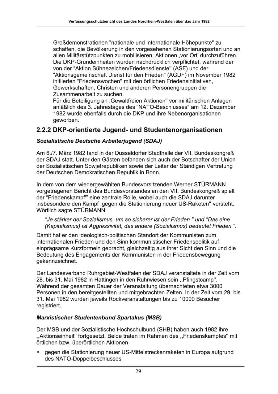 Seite 29 des Verfassungsschutzbericht 1982 Nordrhein-Westfalen
