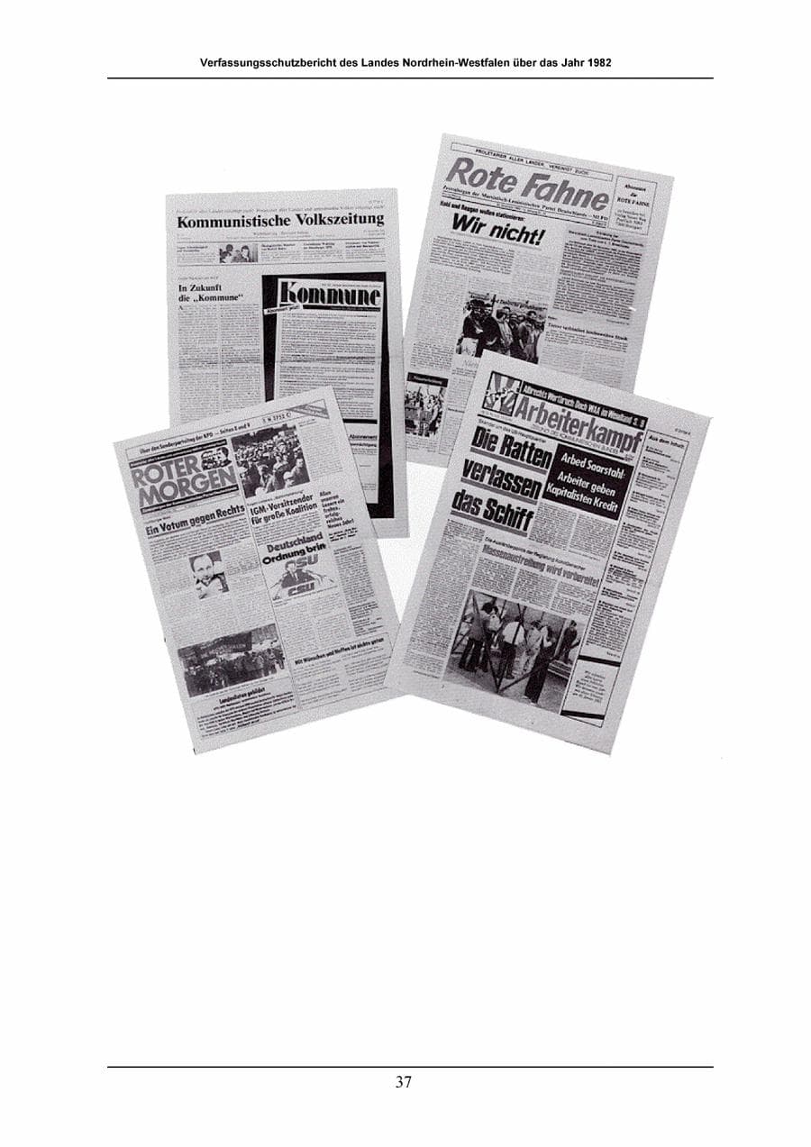 Seite 37 des Verfassungsschutzbericht 1982 Nordrhein-Westfalen