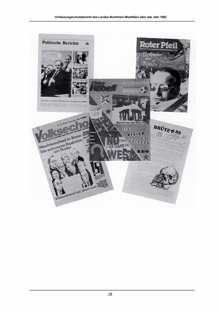 Seite 38 des Verfassungsschutzbericht 1982 Nordrhein-Westfalen
