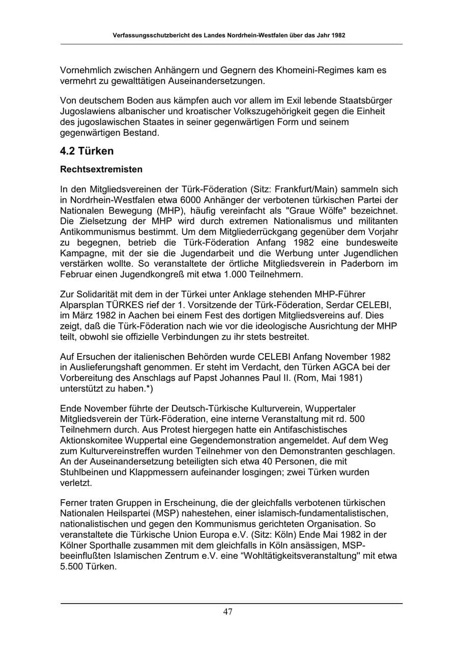 Seite 47 des Verfassungsschutzbericht 1982 Nordrhein-Westfalen
