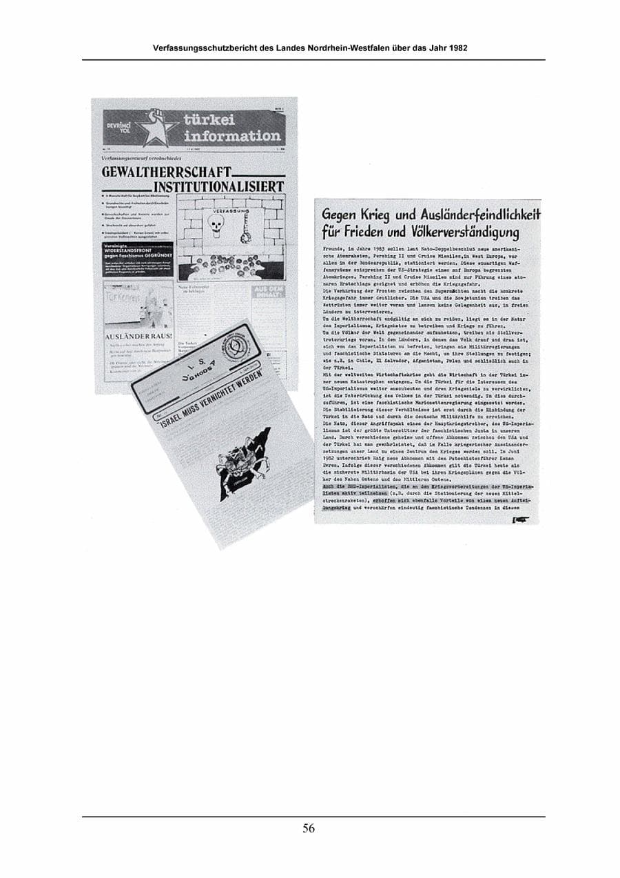 Seite 56 des Verfassungsschutzbericht 1982 Nordrhein-Westfalen