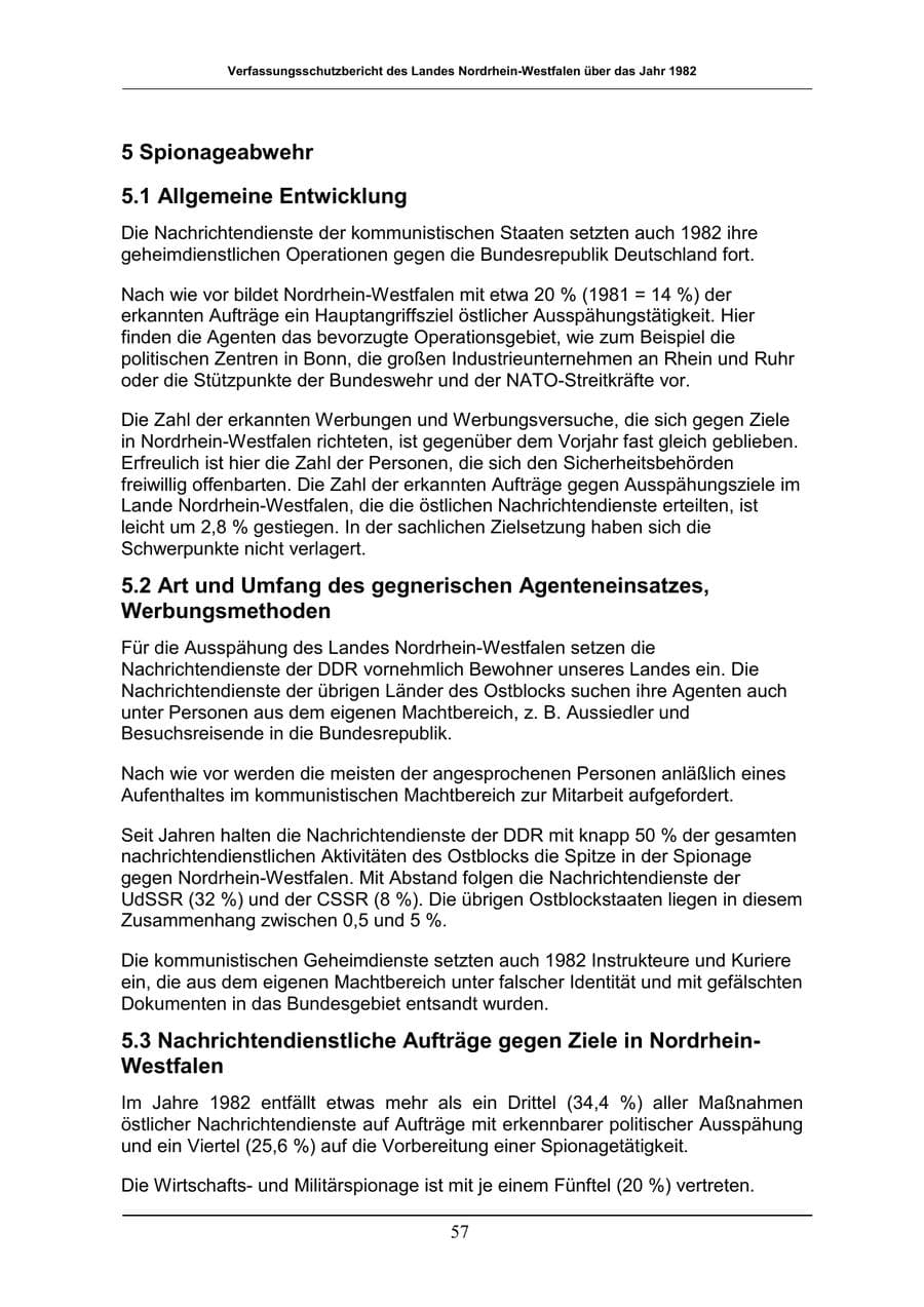 Seite 57 des Verfassungsschutzbericht 1982 Nordrhein-Westfalen