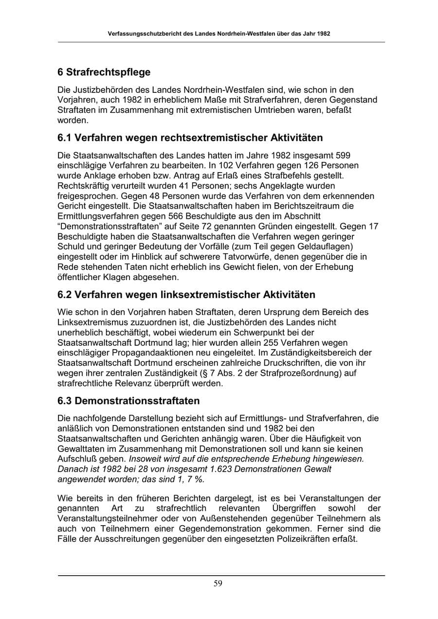 Seite 59 des Verfassungsschutzbericht 1982 Nordrhein-Westfalen