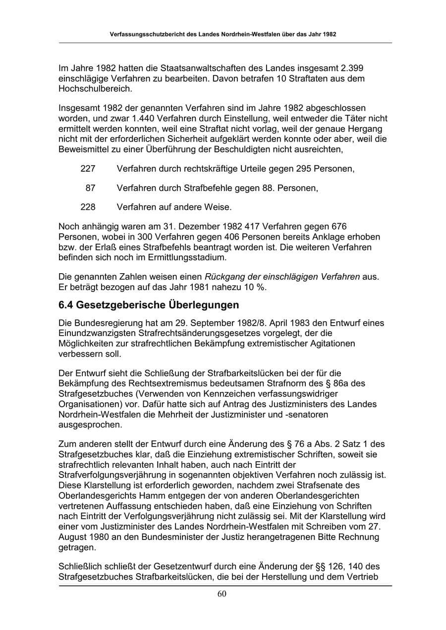 Seite 60 des Verfassungsschutzbericht 1982 Nordrhein-Westfalen