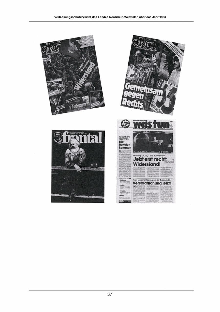 Seite 37 des Verfassungsschutzbericht 1983 Nordrhein-Westfalen