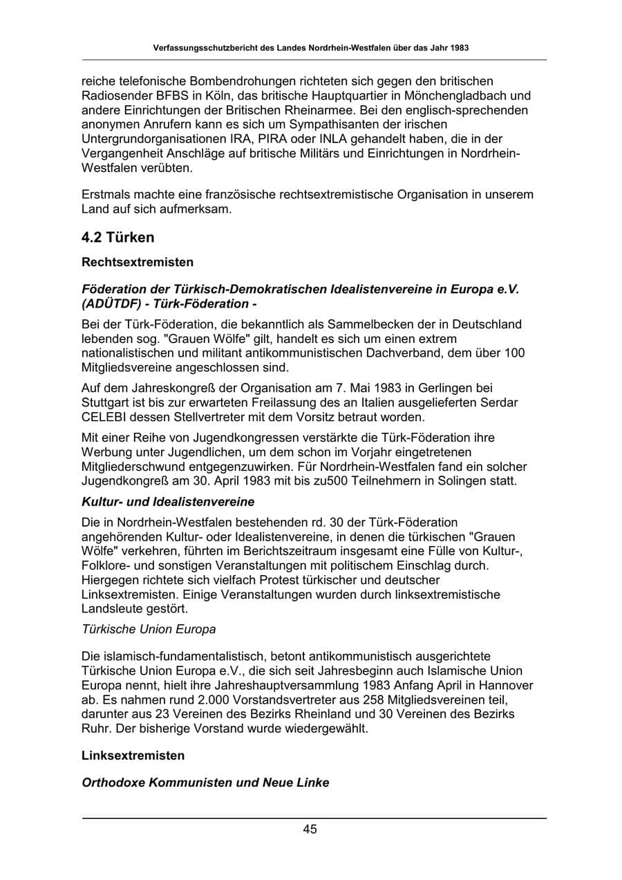 Seite 45 des Verfassungsschutzbericht 1983 Nordrhein-Westfalen
