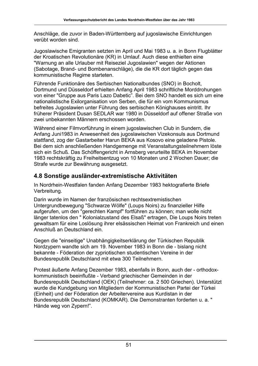 Seite 51 des Verfassungsschutzbericht 1983 Nordrhein-Westfalen