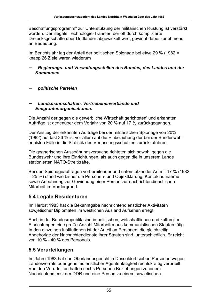 Seite 55 des Verfassungsschutzbericht 1983 Nordrhein-Westfalen