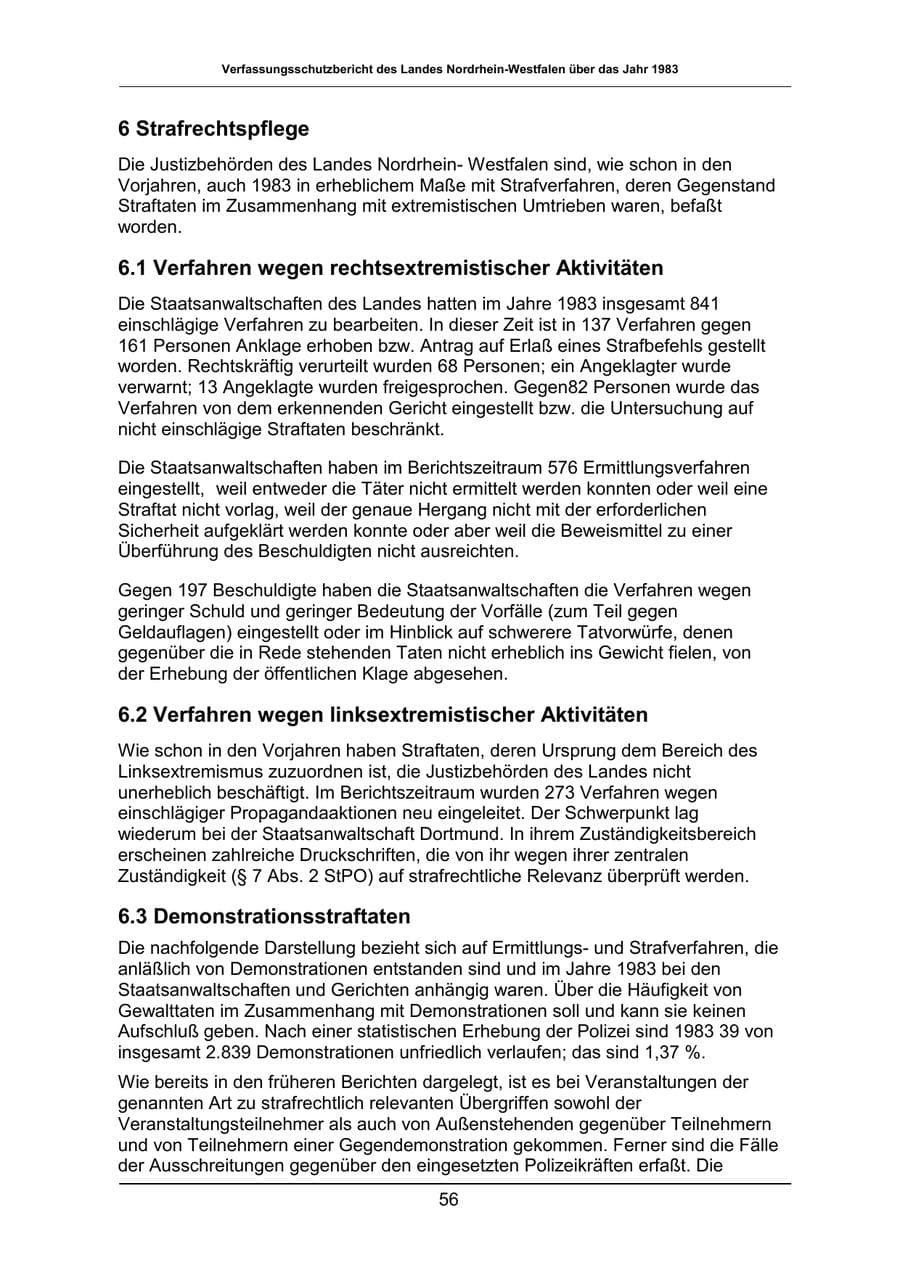 Seite 56 des Verfassungsschutzbericht 1983 Nordrhein-Westfalen